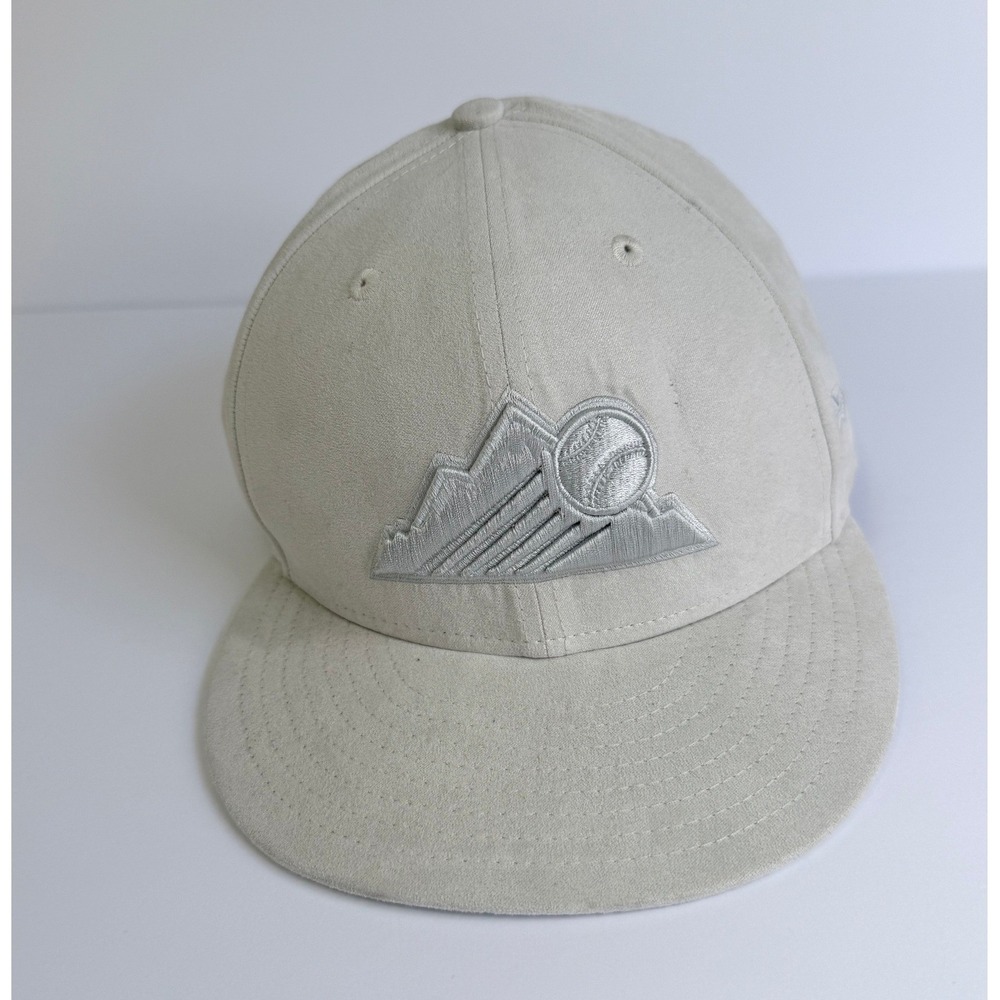 New Era Colorado Rockies Hat Mens 7 5/8 Tan Suede 59FIFTY MLB Baseball Cap